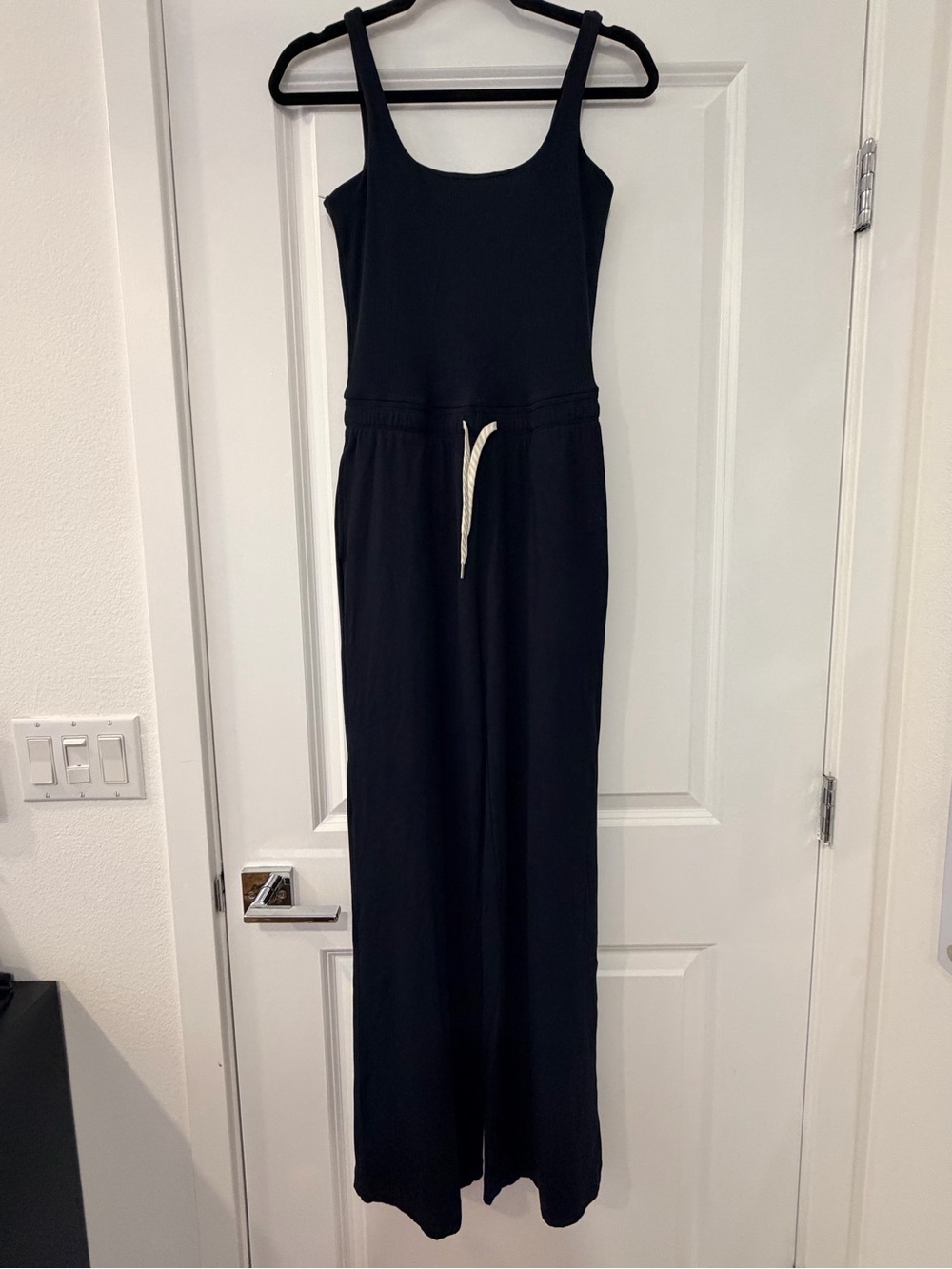 Vuori Black Wide-Leg Jumpsuit with Drawstring
